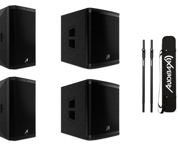 Kit 2 Audibax DSP15 Altavoz 15" + 2 Audibax DSP15s Subwoofer + Barras de distancia