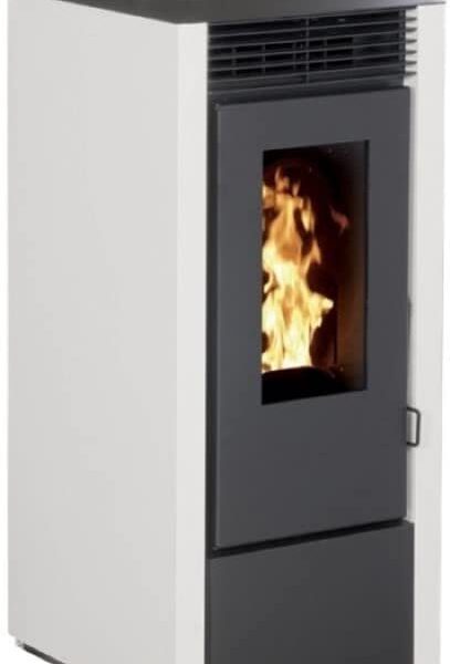 INTERSTOVES - PACK INTERSTOVES - Poêle à granules MARINA 11KW ETANCHE Blanc + Kit ETANCHE sortie ventouse Noir Mat